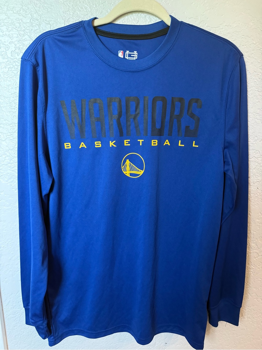 NBA Golden State Warriors Royal Blue Long Sleeve Tee with Yellow Logo